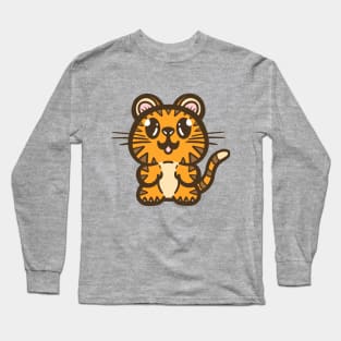 Cute Baby Tiger Cartoon Illustration Long Sleeve T-Shirt